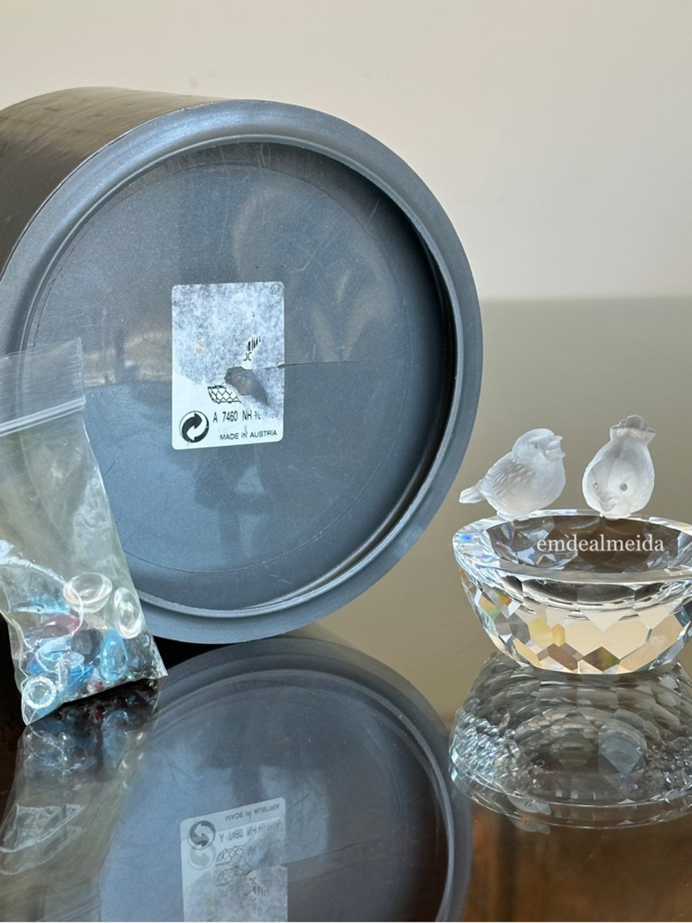 Swarovski Crystal Bird Bath Ring Holder Clear Figurine Feathered Beauties 010029